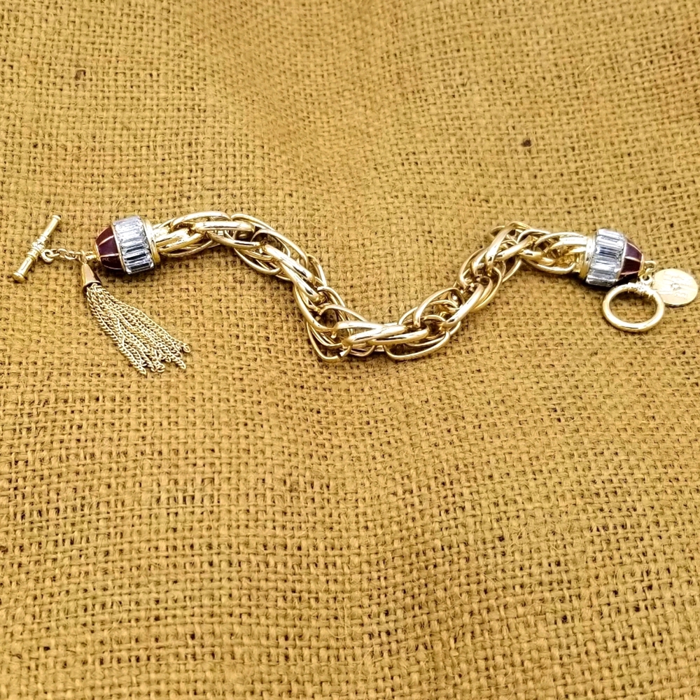 white house black market Gold Tone Tassel Bracelet